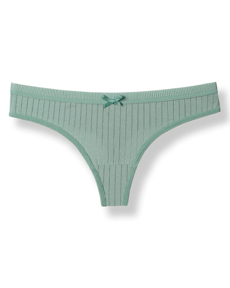

Splicing Bow Low Waist Skinny Panties, Green