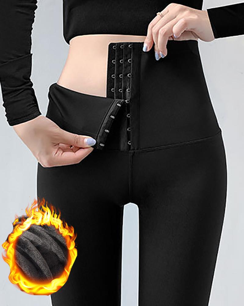 

Thermal Lined High Waist Corset Tummy Control Leggings, Black