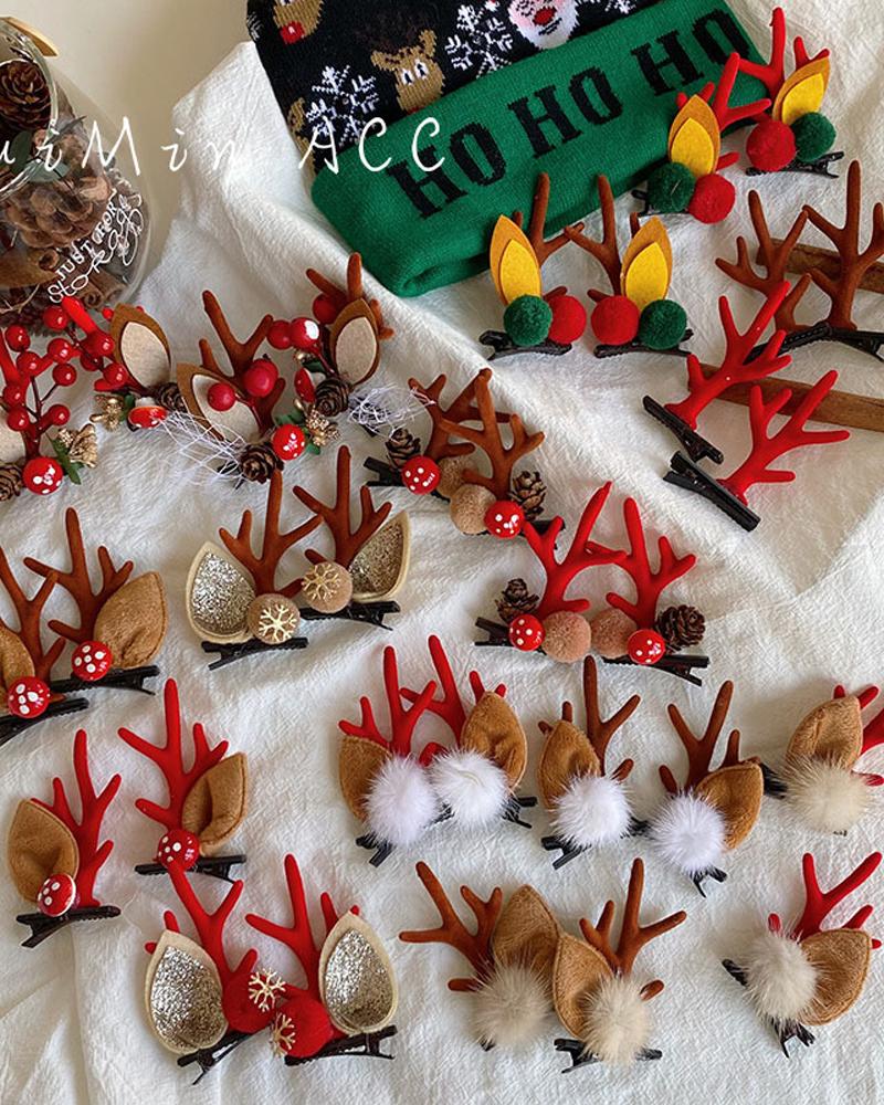 

1Pair Christmas Hair Clips Antlers Hairpins Hair Accessories Christmas Ornament Party Headpiece, Style1