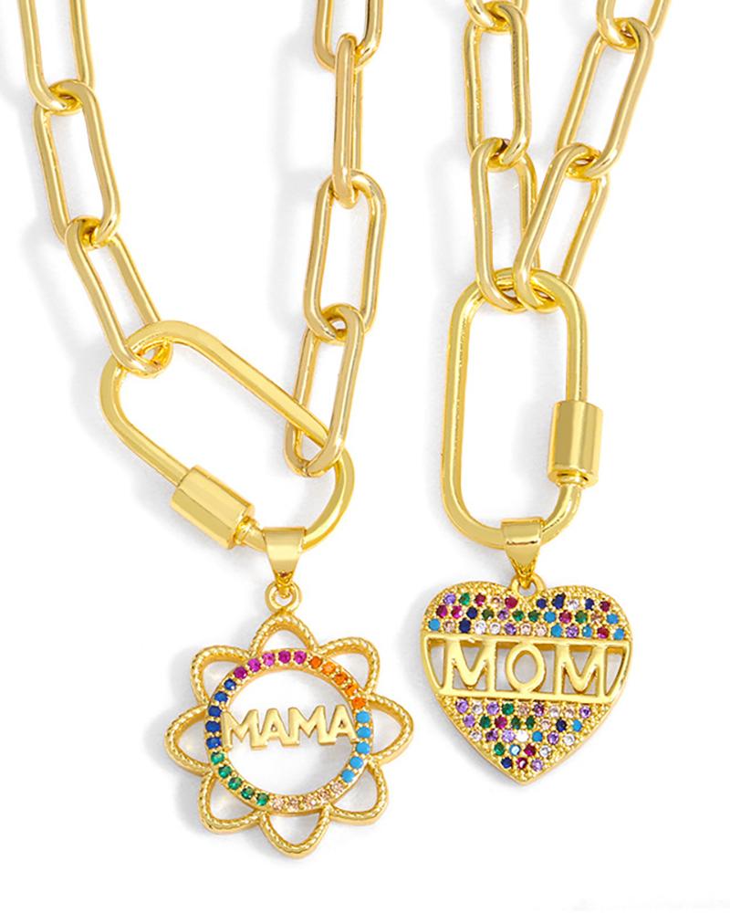 

Mother's Day Letter Pattern Colorful Studded Pendant Necklace, Style1