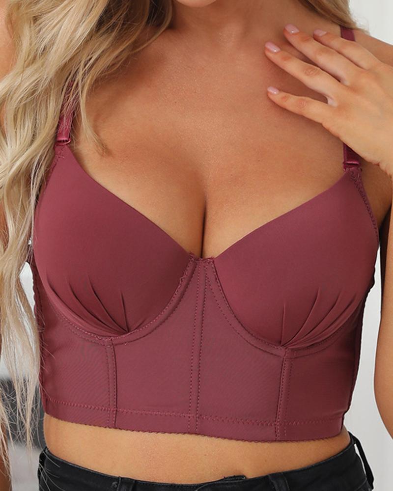 

Full Average Seamless Pus Up Corset Bra Top, Wine red