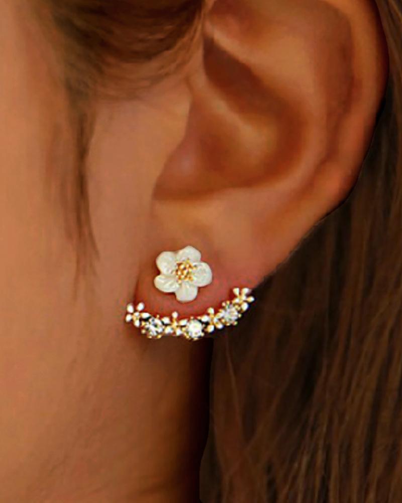 

1Pair Daisy Pattern Studded Earrings, Rose gold