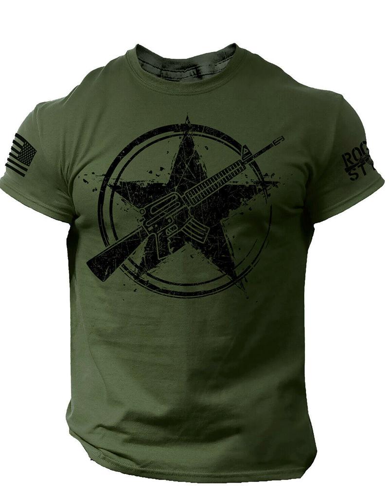 

National Flag Graphic Print Short Sleeve T-shirt, Green