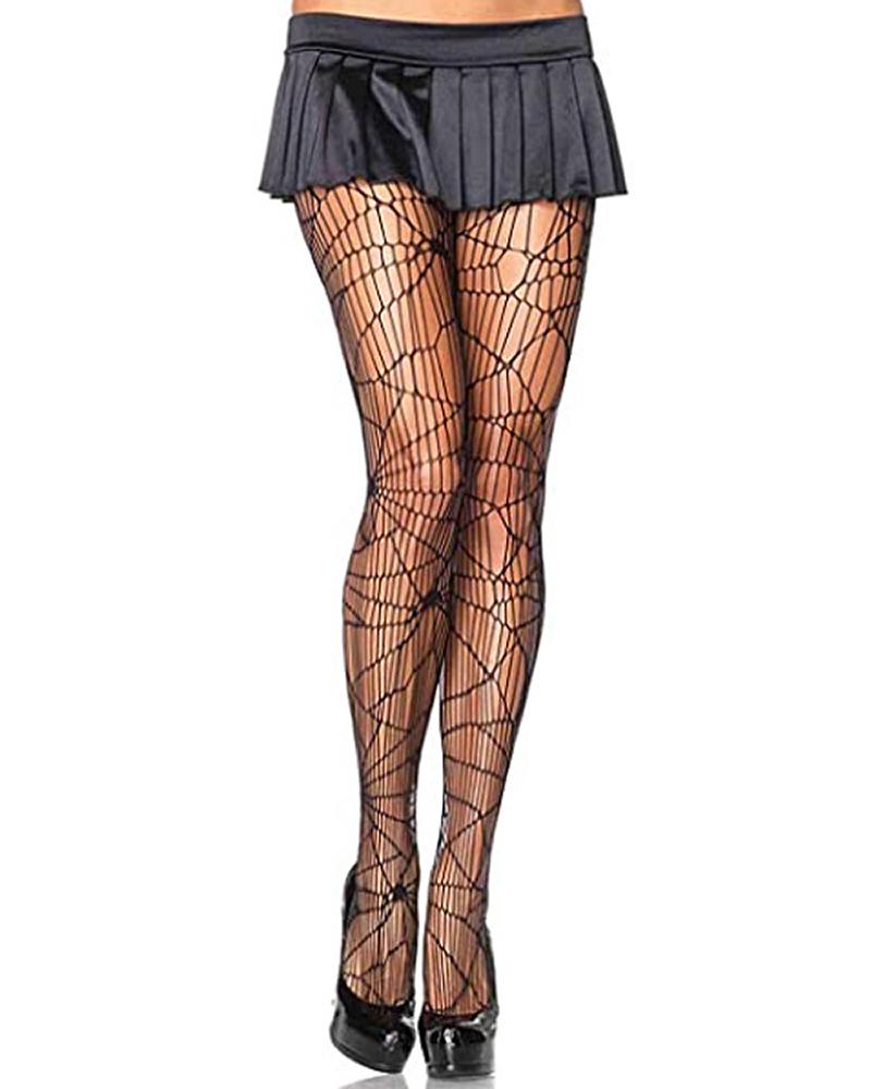 

Halloween Spider Web Skull Pattern Stockings, Black