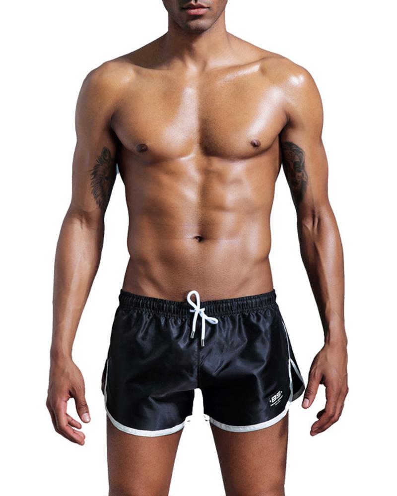 

Solid Color Side Stripe Low Waist Drawstring Short Pants, White