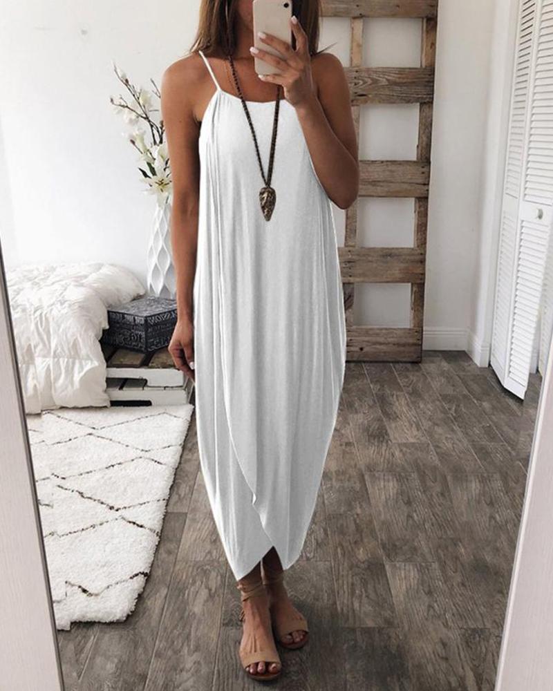 

Solid Cami Maxi Dress, White