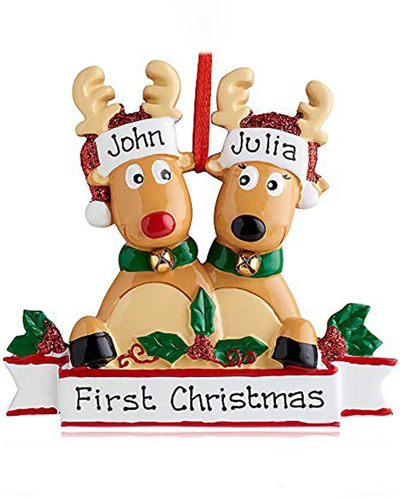 

Cute Deer Holiday Winter Gift Personalized Reindeer Family Christmas Tree Ornament, Style2