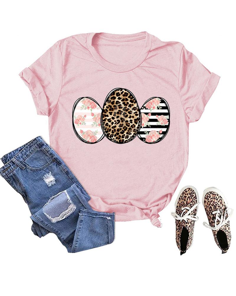 

Easter Egg Print Short Sleeve T-Shirt, Pink