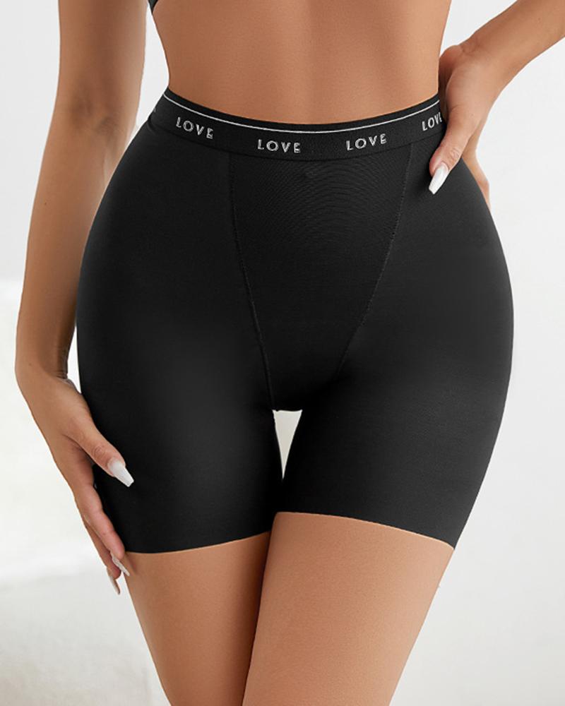 

Love Tape Patch Seamless Slimming Waist Shapewear Boy Shorts Underwear, Black