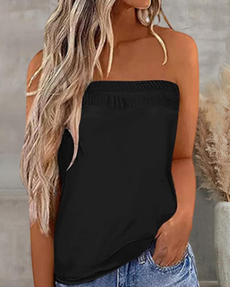

Bandeau Sleeveless Basics Tank Top, Black