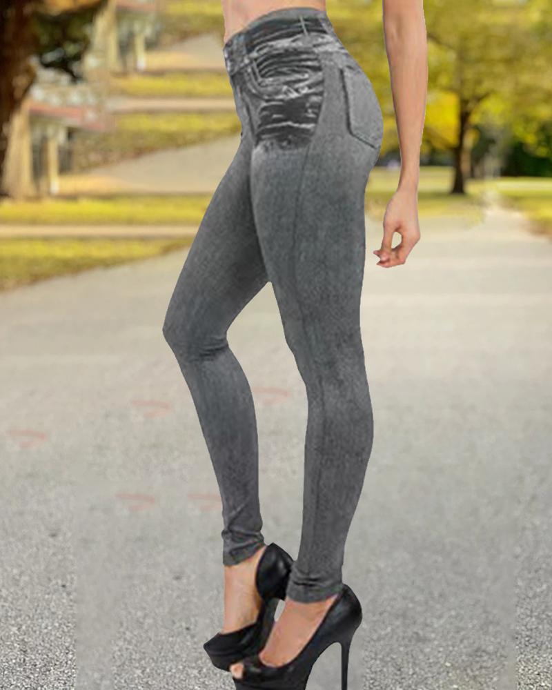 

Solid Color Skinny Yoga Pants, Gray