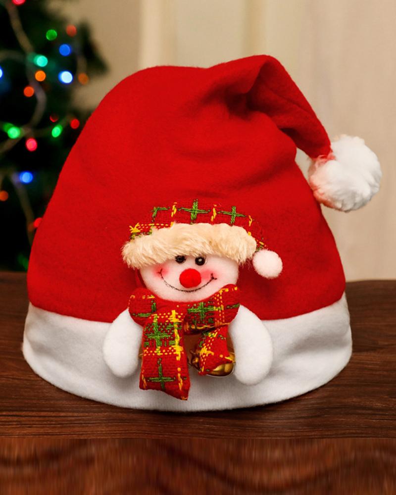

Cartoon Bear Pattern Pom Pom Christmas Hat, Style3