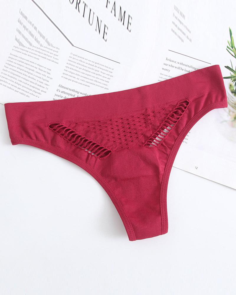 

Breathable Hollow Out Seamless Panty, Red