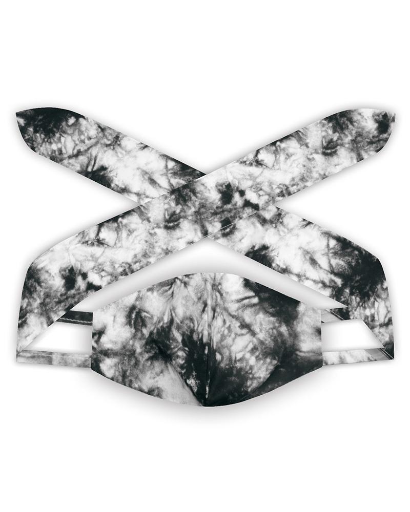 

Tie Dye Print Hairband Face Mask, Black