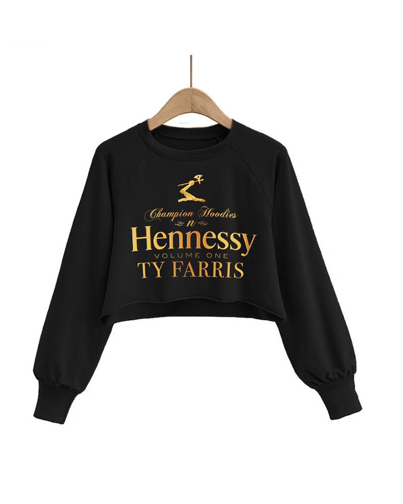 

Cartoon Letter Print Long Sleeve Casual Sweatshirt, Style4