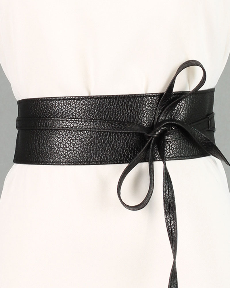 

1pc Minimalist Knot Decor Wide Band Belt, Black