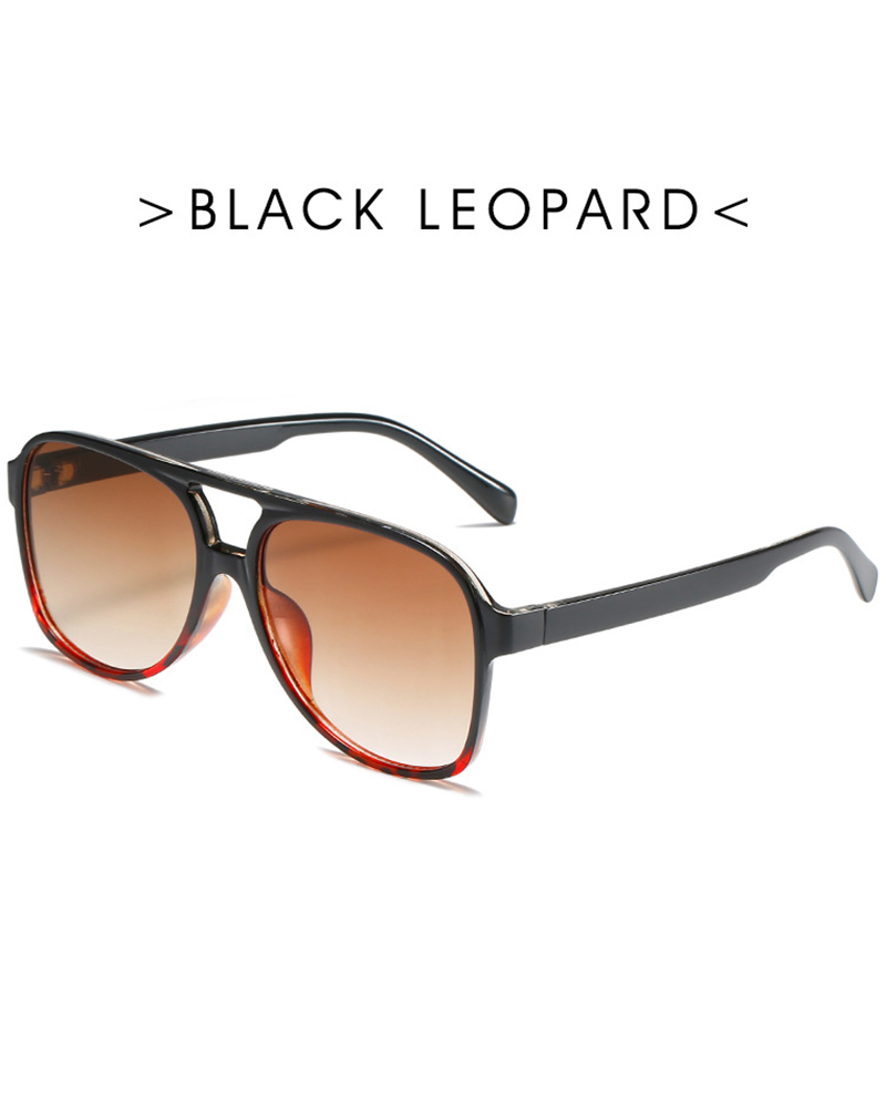 

1Pair Retro Flat Top Leopard Square Sunglasses, Yellow