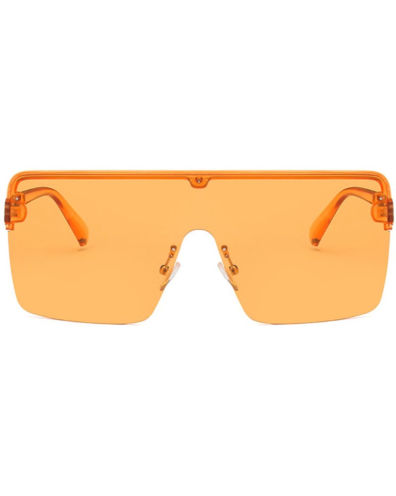 

1Pair Flat Top Square Frame Sunglasses, Orange