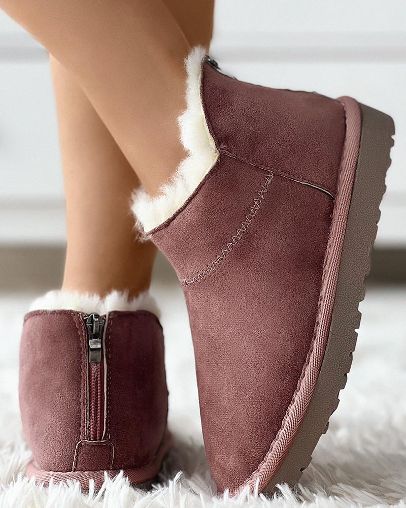 

Zip Back Lined Snow Boots, Dark red