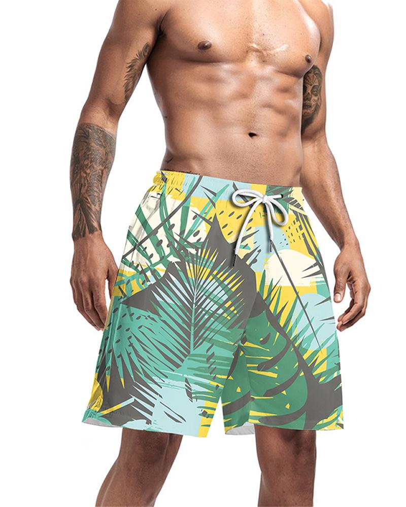 

Hawaii Vocation Patterns Print Loose Drwastring Shorts, Multicolor