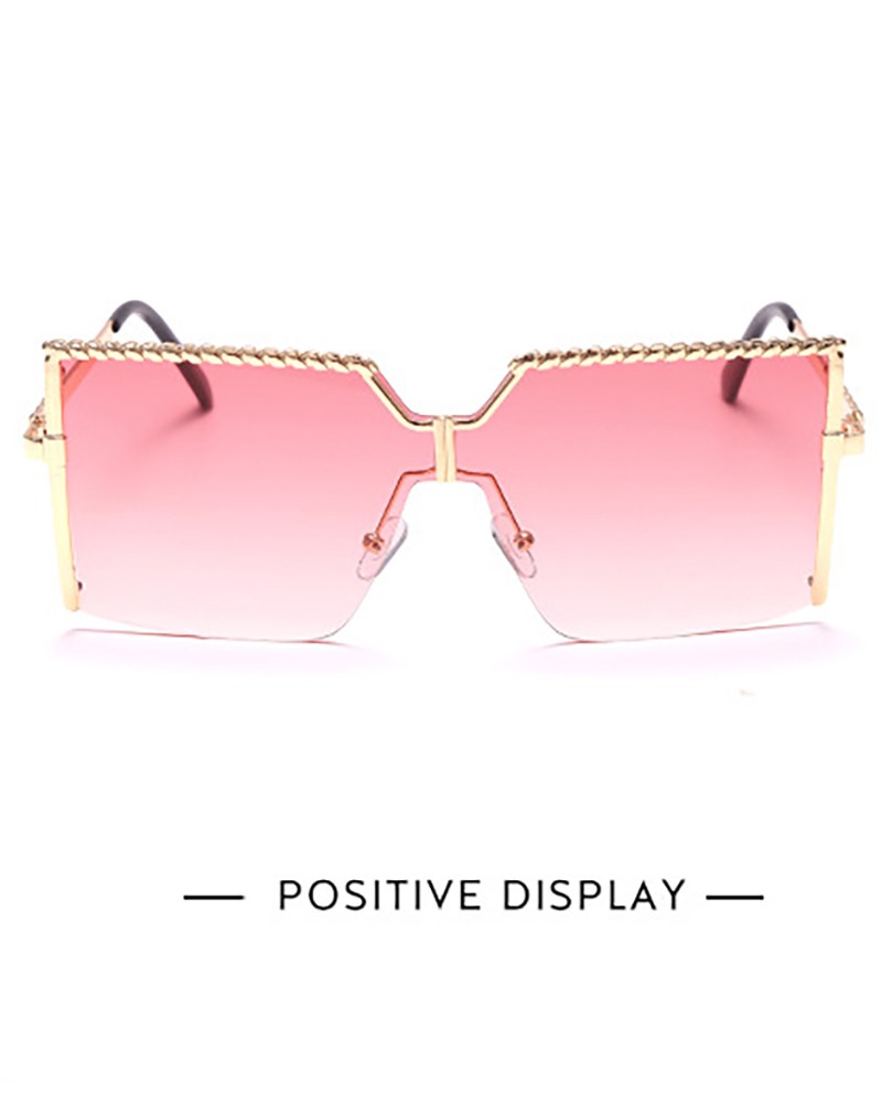 

1Pair Big Square Metal Frame Tinted Lens Sunglasses, Style2