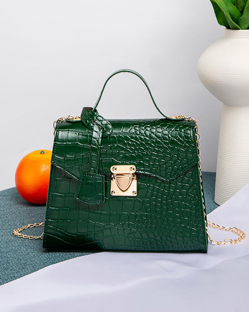 

Crocodile Top Handle Crossbody Bag, Green