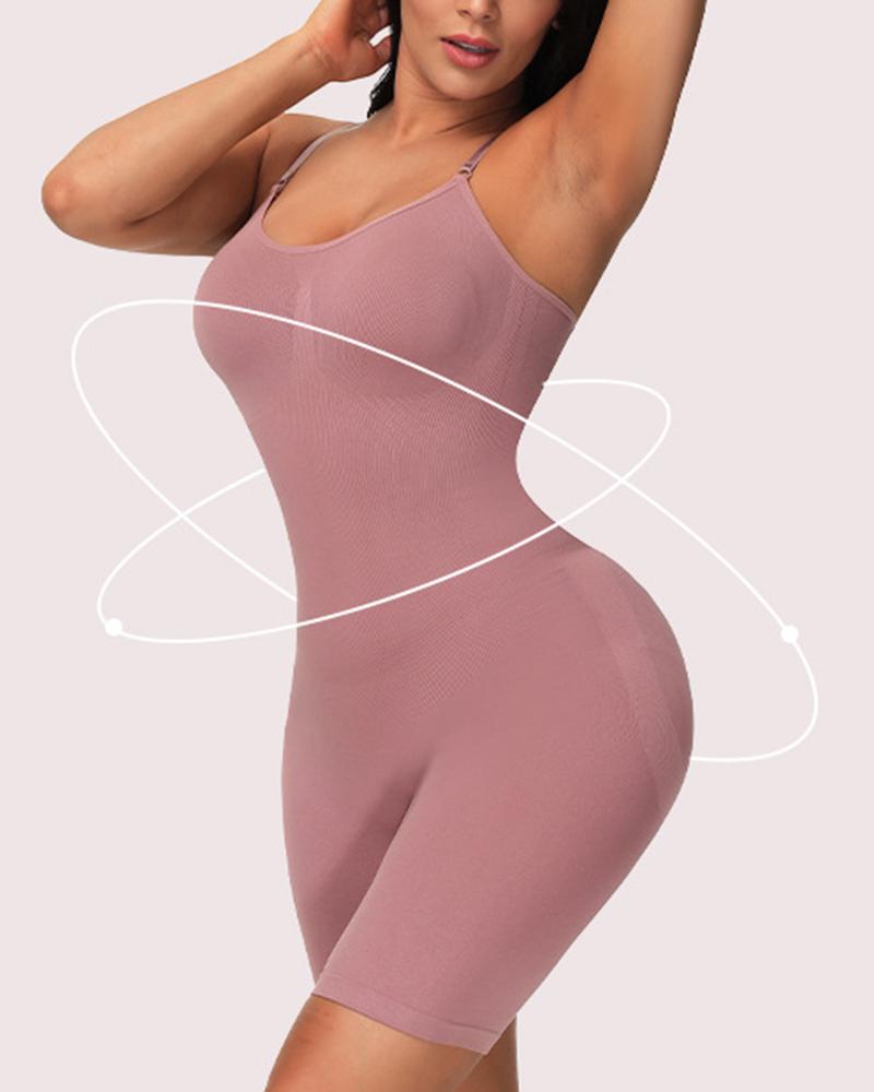 

Solid Color Skinny Sling Bustiers Rompers, Pink