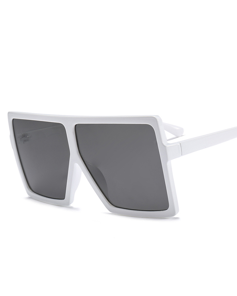 

1Pair Big Square Frame Flat Top Sunglasses, White