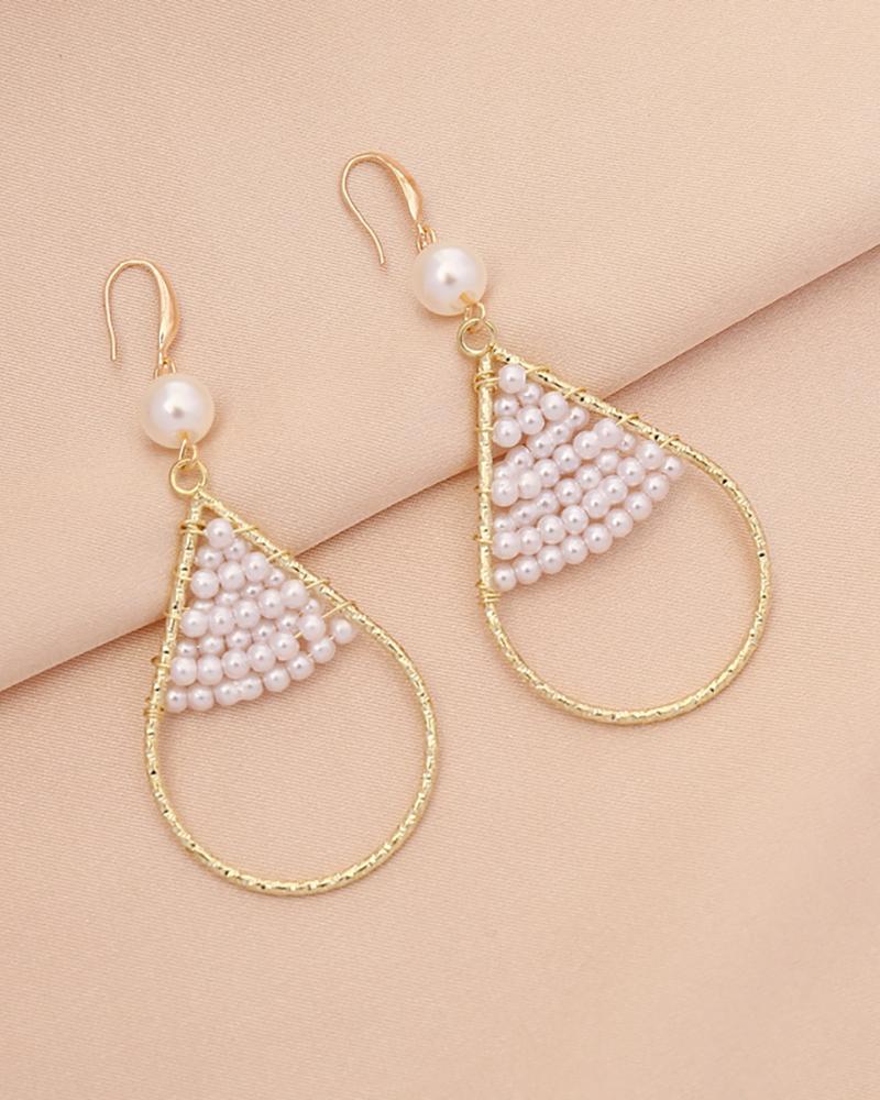 

Star / Heart / Drop Pattern Beaded Drop Earring, Style4