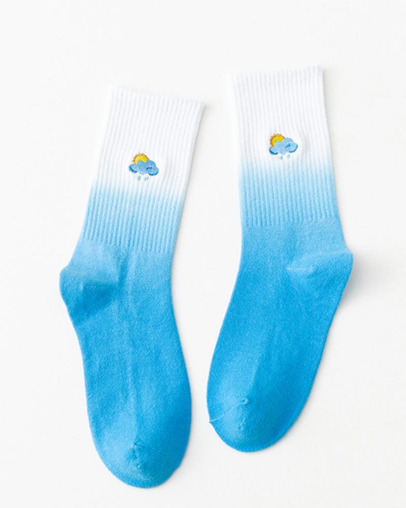 

Ombre Tie Dye Print Long Socks, Blue