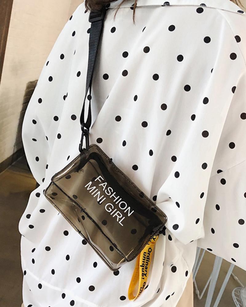 

Pastel Color Zip Detail Crossbody Bag, Black