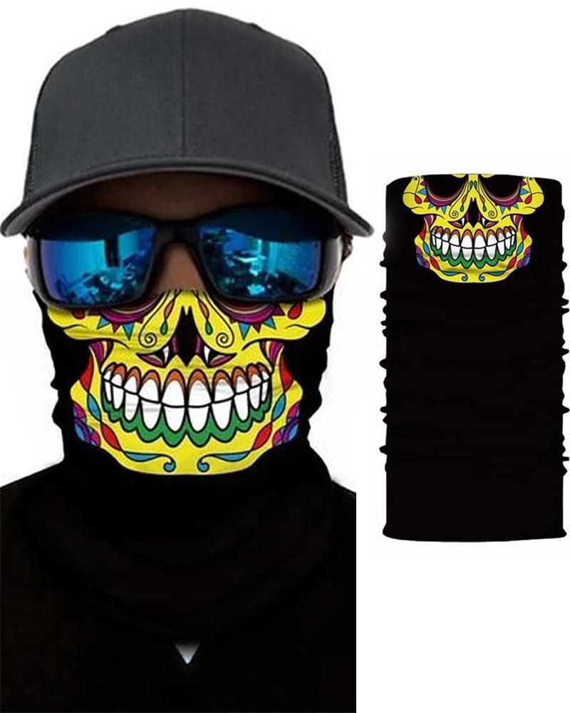 

Skull Print Breathable Face Bandana Magic Scarf Headwrap Balaclava, Yellow