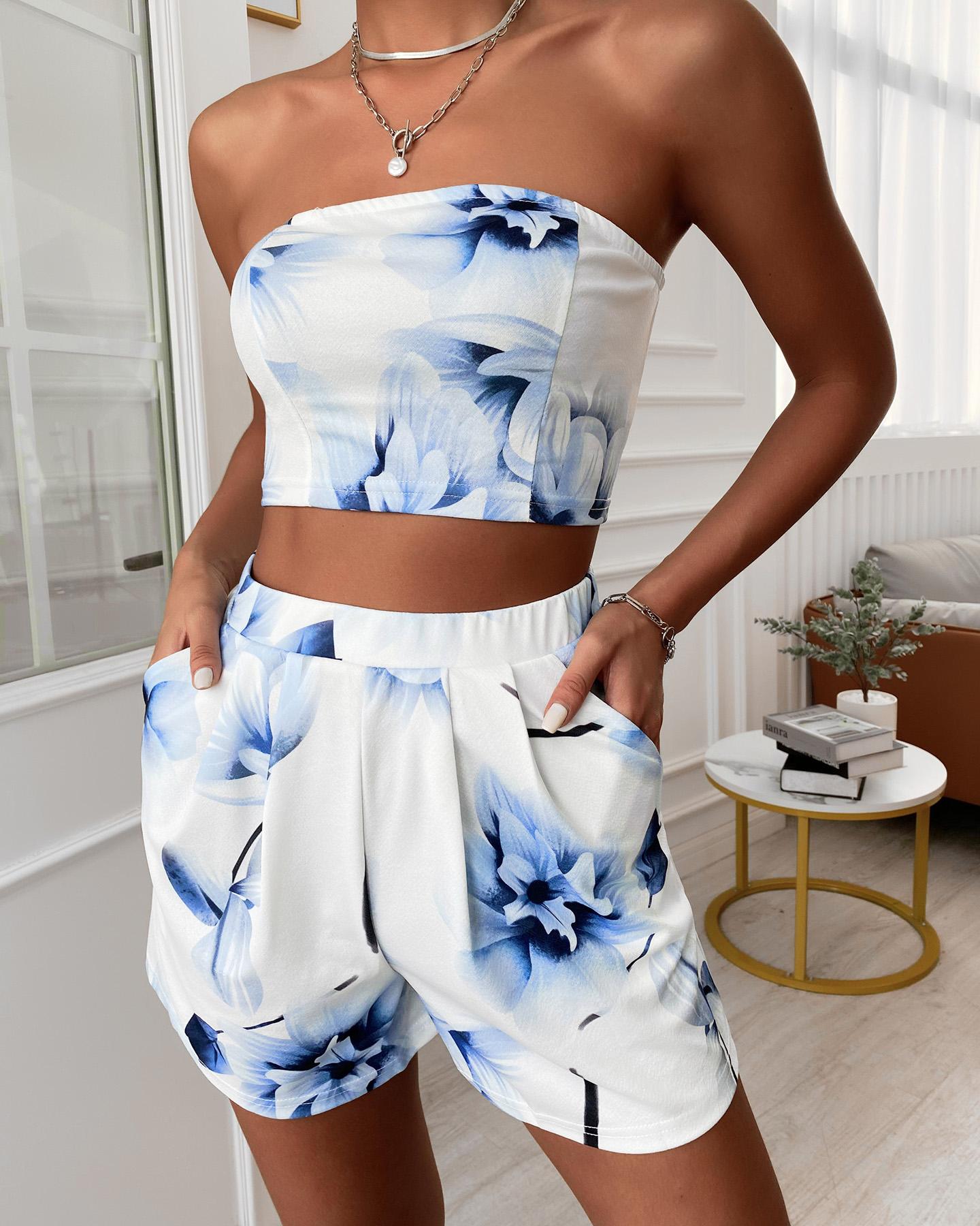 

Tube Top & Shorts Set, White