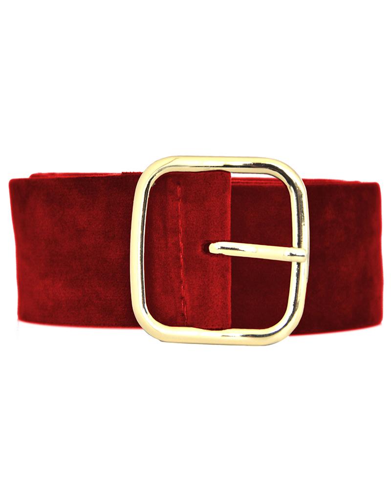 

1PCS Suede Eyelet Buckled Casual Belt, Red