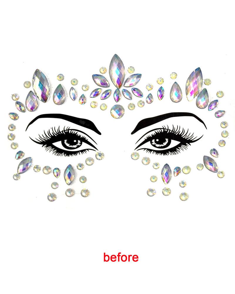 

1sheet Halloween Waterproof Rhinestone Face Gems Luminous Temporary Tattoo Stickers, Style3