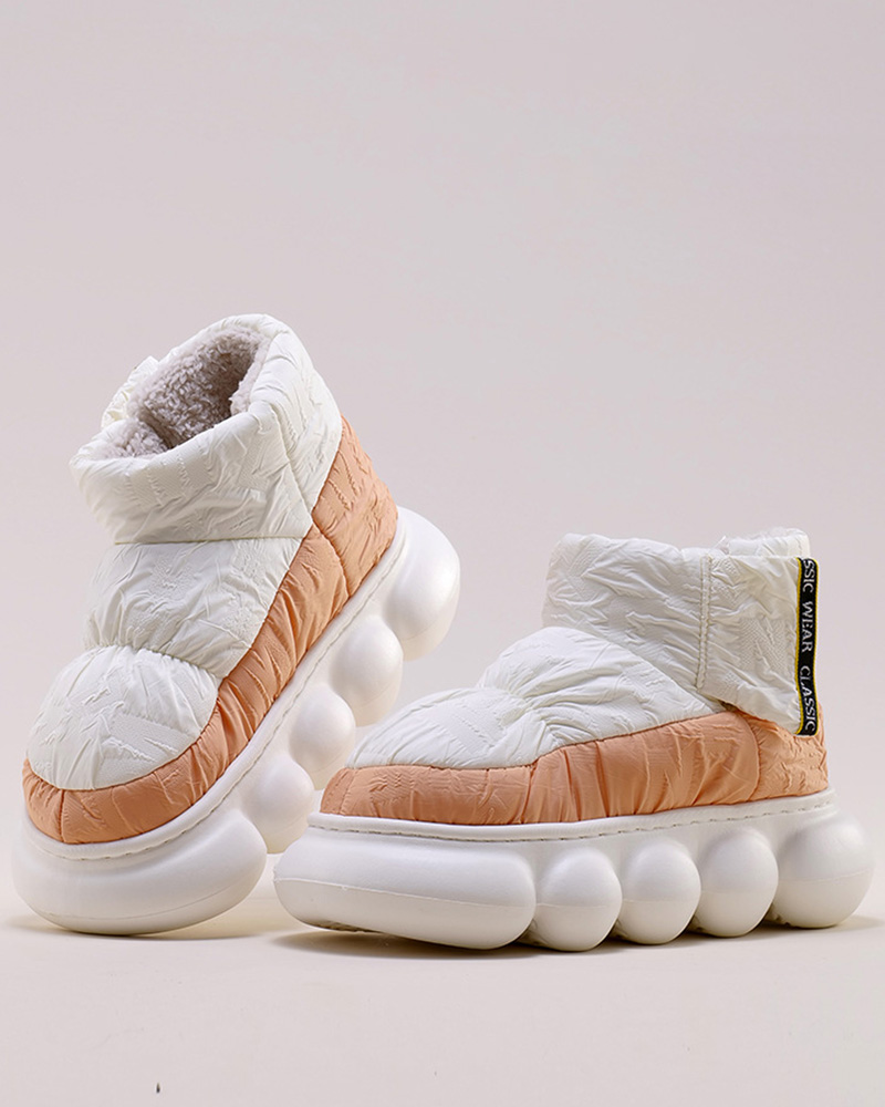 

Non Slip Lined Quilted Platform Slipper Boots, Beige