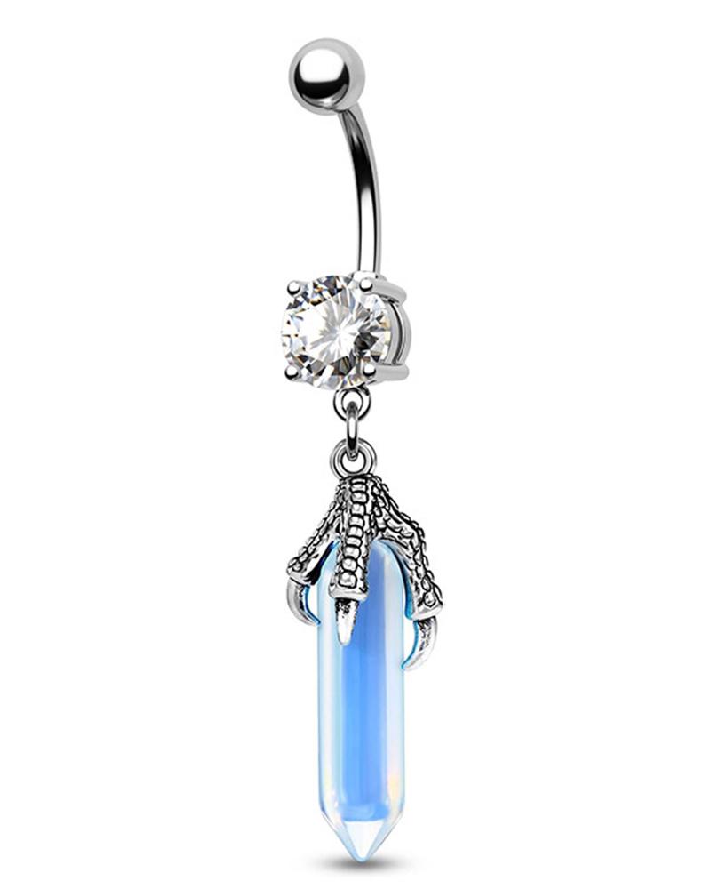 

1pc Crystal Stone Ghost Hands Hexagon Drop Belly Ring, Style3