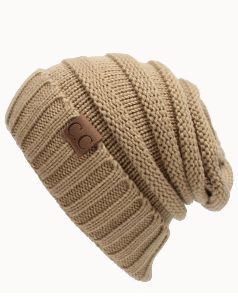 

Women's Beanie Slouchy Street Dailywear Casual Pure Color Work Fall Winter Knit Hat, Khaki