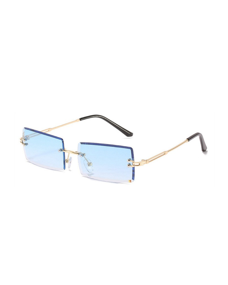 

1Pair Rimless Rectangle Tinted Lens Sunglasses, Blue