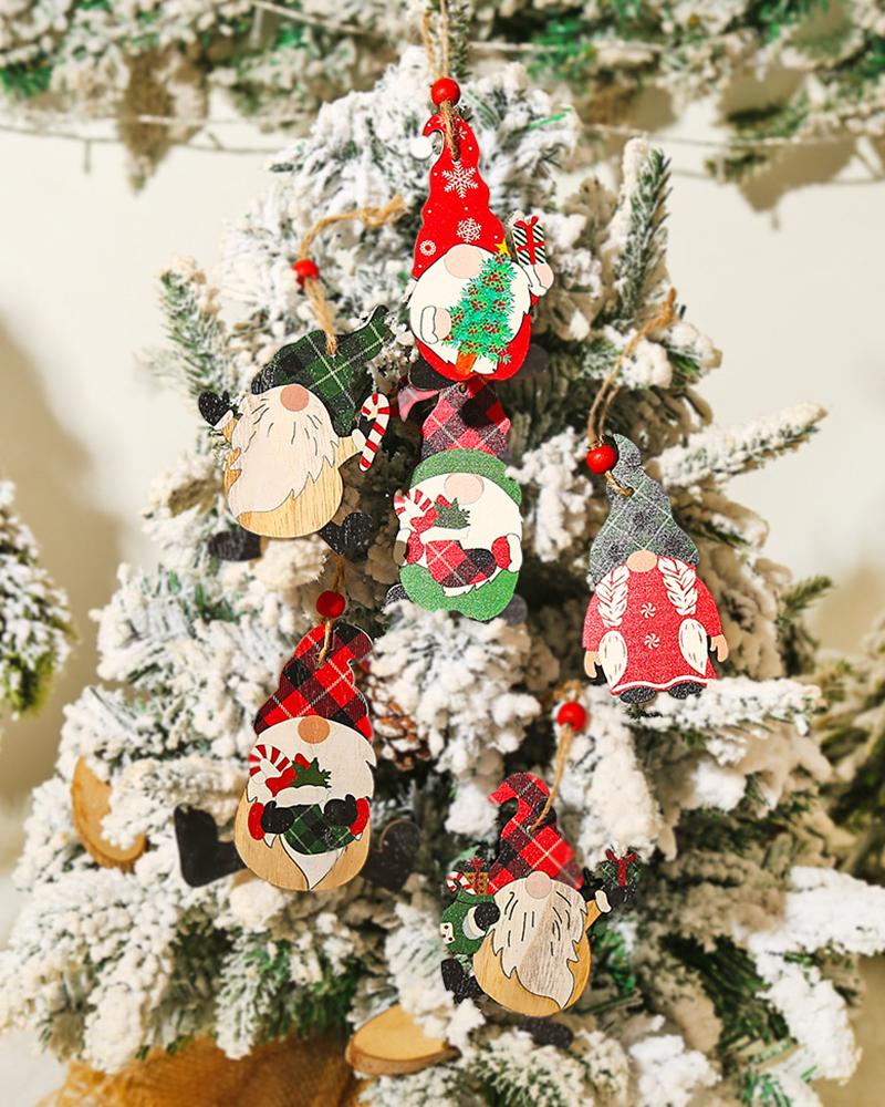

Christmas Santa Gnome Wooden Decorations Santa Claus Wooden Ornaments for Christmas Tree Hanging Decoration, Style1