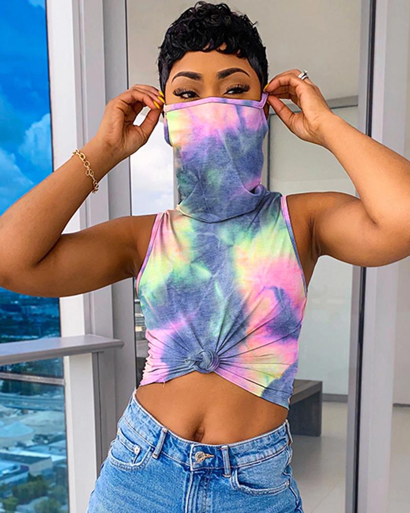 

Tie Dye Print Tank Top With Bandana, Multicolor