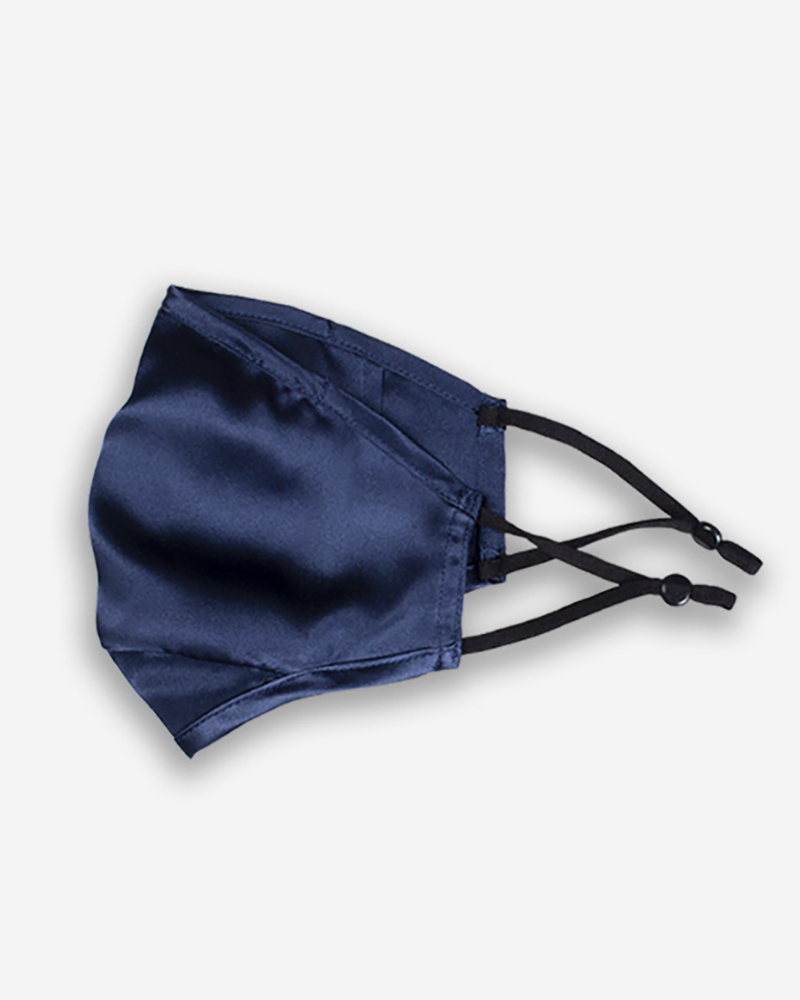 

Solid Breathing Washable Silk Face Mask (1 filters as gift), Dark blue