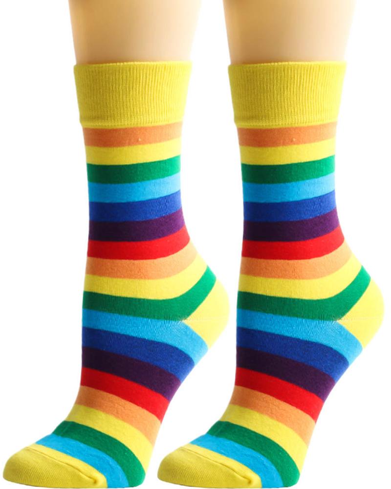 

1Pair Rainbow Stripe Party Pride Month Socks, Yellow