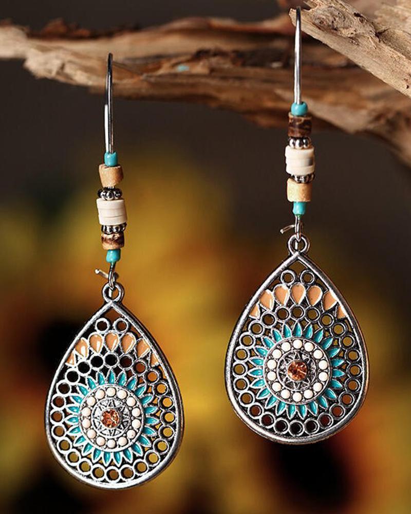 

1Pair Hollow Out Bohemian Tribal Waterdrop Earrings, Style1