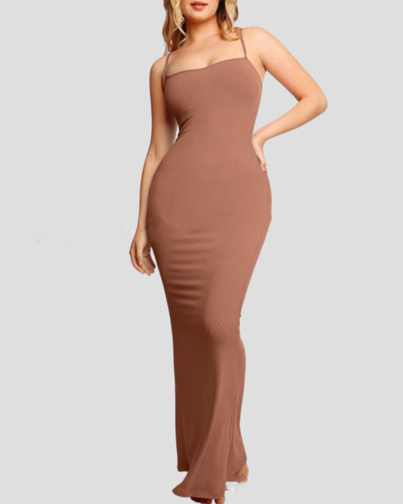 

Tummy Control Butt Lifting 2-In-1 Shapewear Dress, Brown