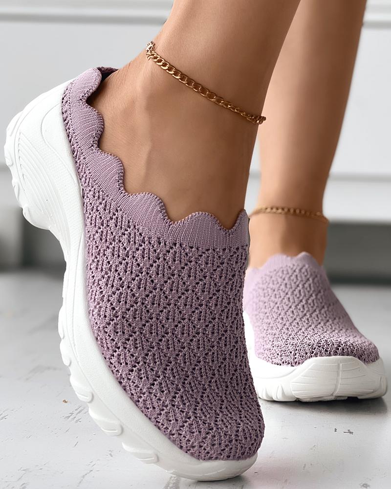 

Slip On Breathable Knit Sneakers, Purple