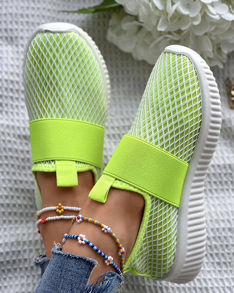 

Knit Breathable Casual Slip On Sneakers, Lvs green
