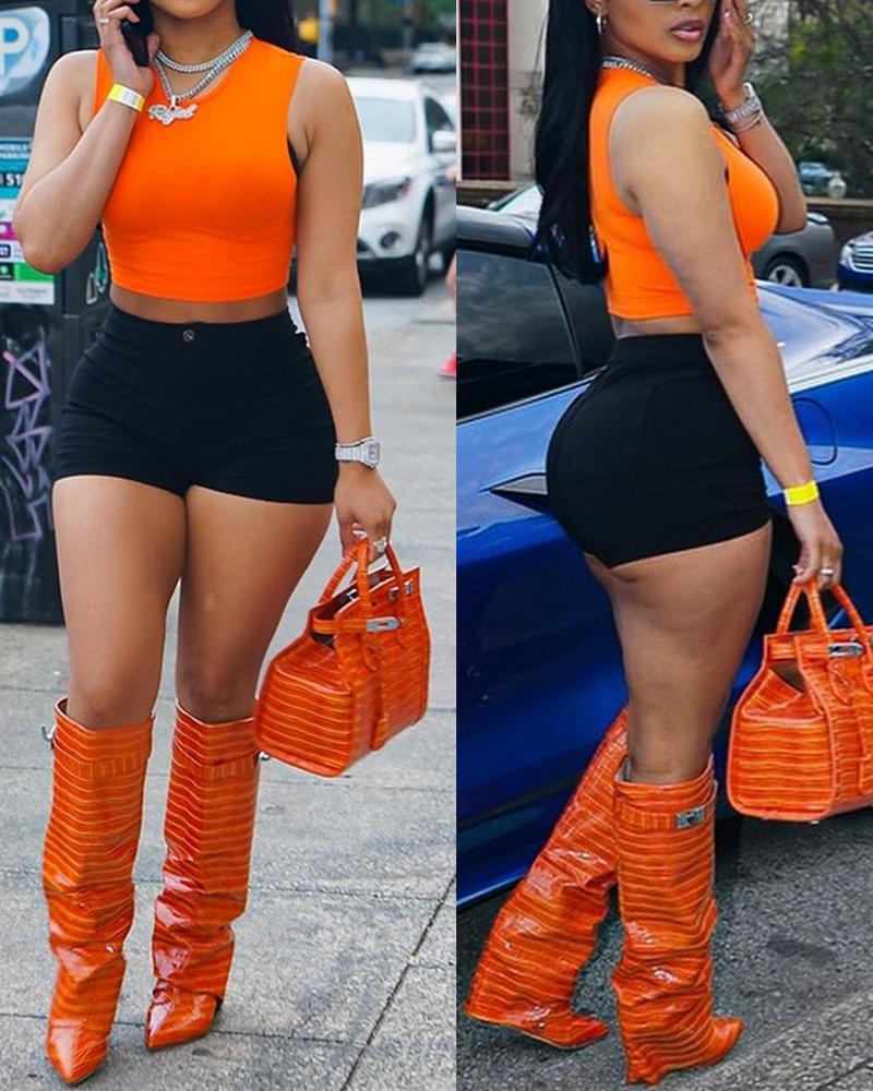 Casual Crop Tank Top & Shorts Set