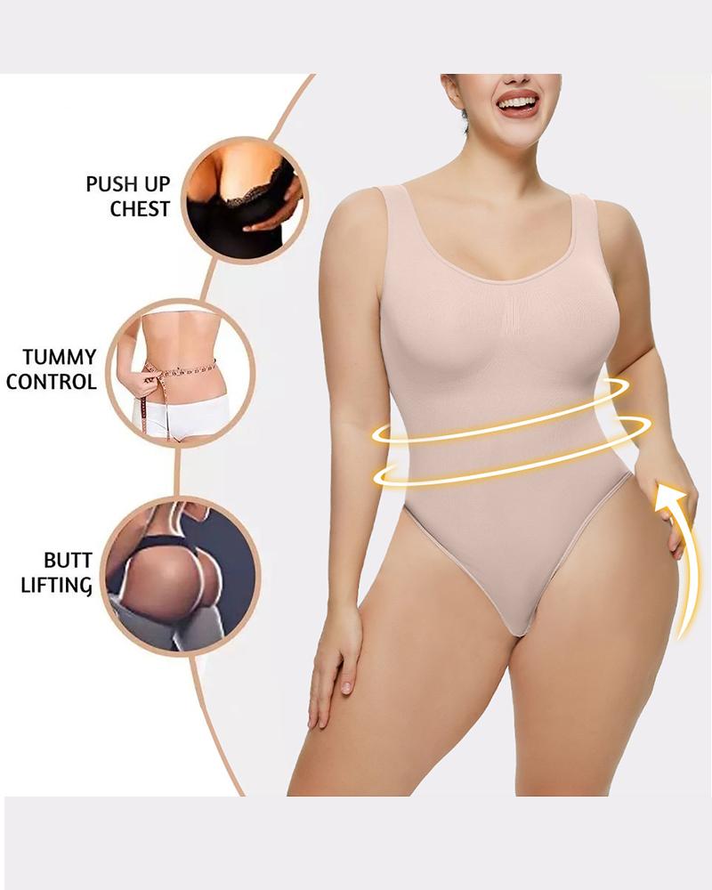 

Push Up Butt Lifting Tummy Control Seamless Crotchless Shapewear Bodysuit, Nude