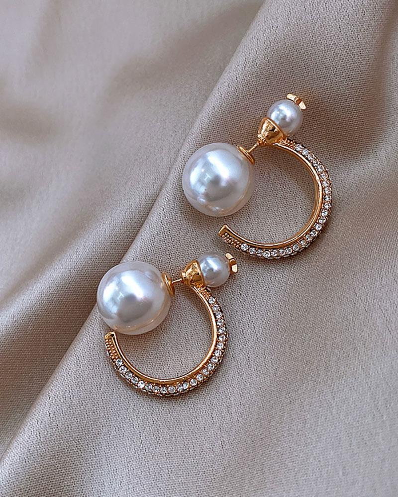 

Studded Beaded O-Ring Earrings, Gold